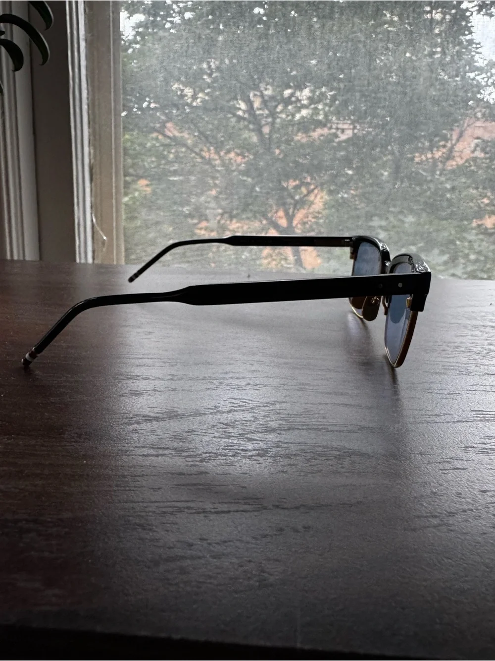 Thom Browne Black and Gold Clubmaster Sunglasses